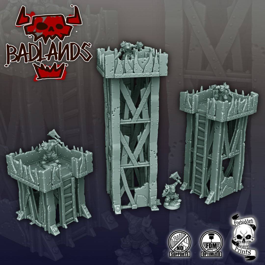 Badlands Scrapyard Ork Outpost Bridge Tower | 28mm Terrain Scenery | Forbidden Prints