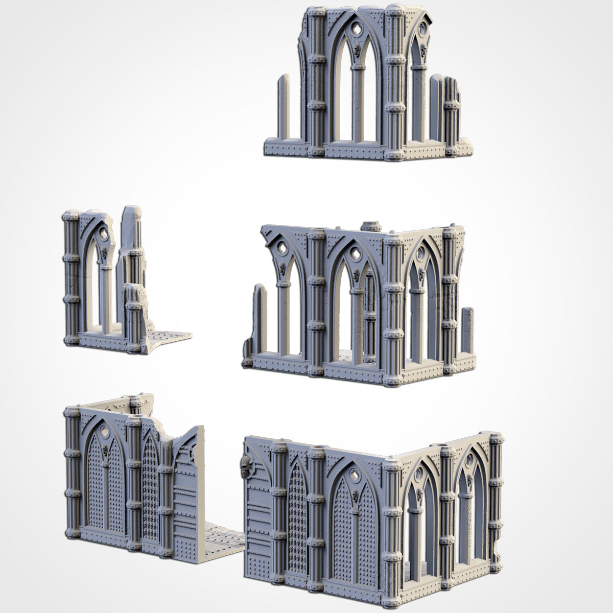 Cathedral Building Ruins Set 1 | 28mm 32mm Terrain Scenery hammer war | Txarli BBT