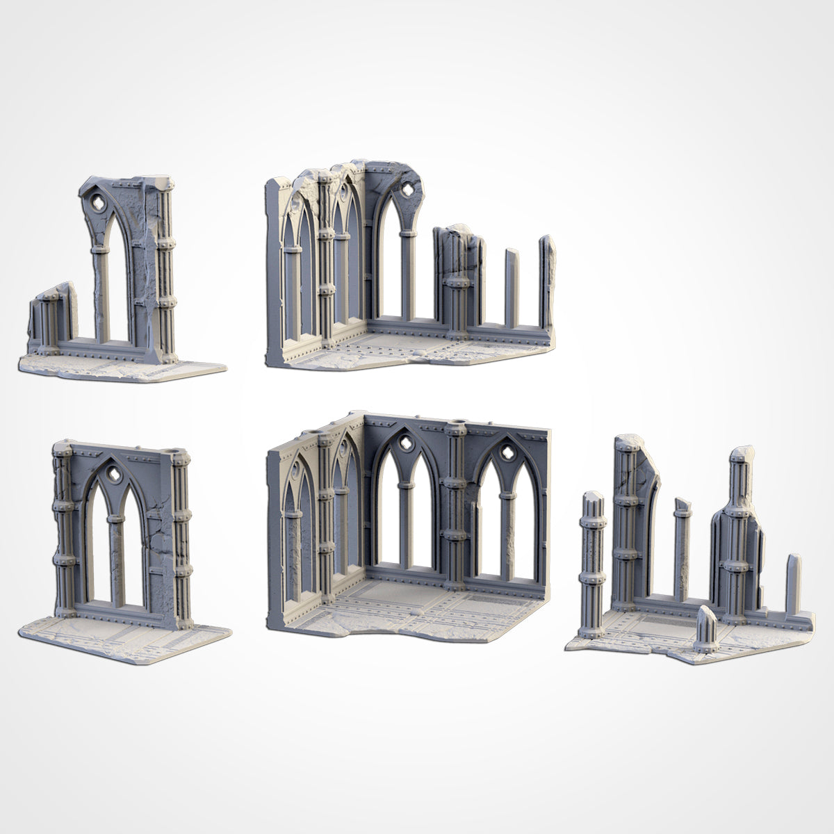 Cathedral Building Ruins Set 2 | 28mm 32mm Terrain Scenery | Txarli BBT