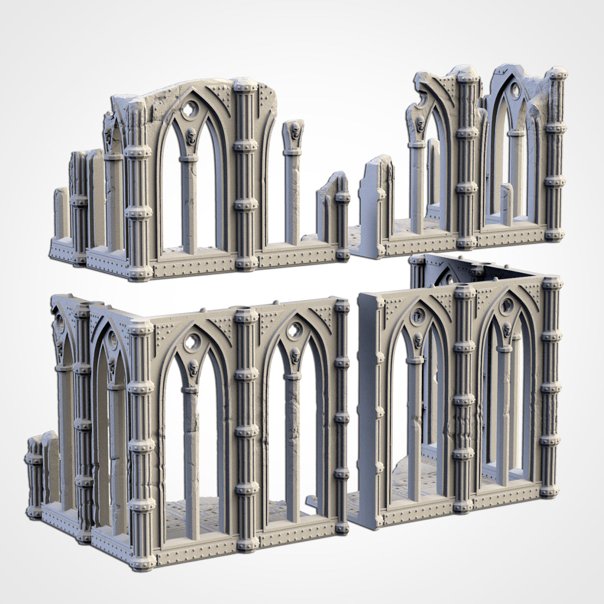 Cathedral Building Ruins Set 3 | 28mm 32mm Terrain Scenery | Txarli BBT