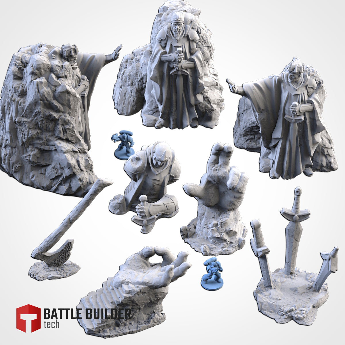 Lord of the Rings Scenery Statues Ruins Moria | 28mm Terrain Scenery | Txarli BBT